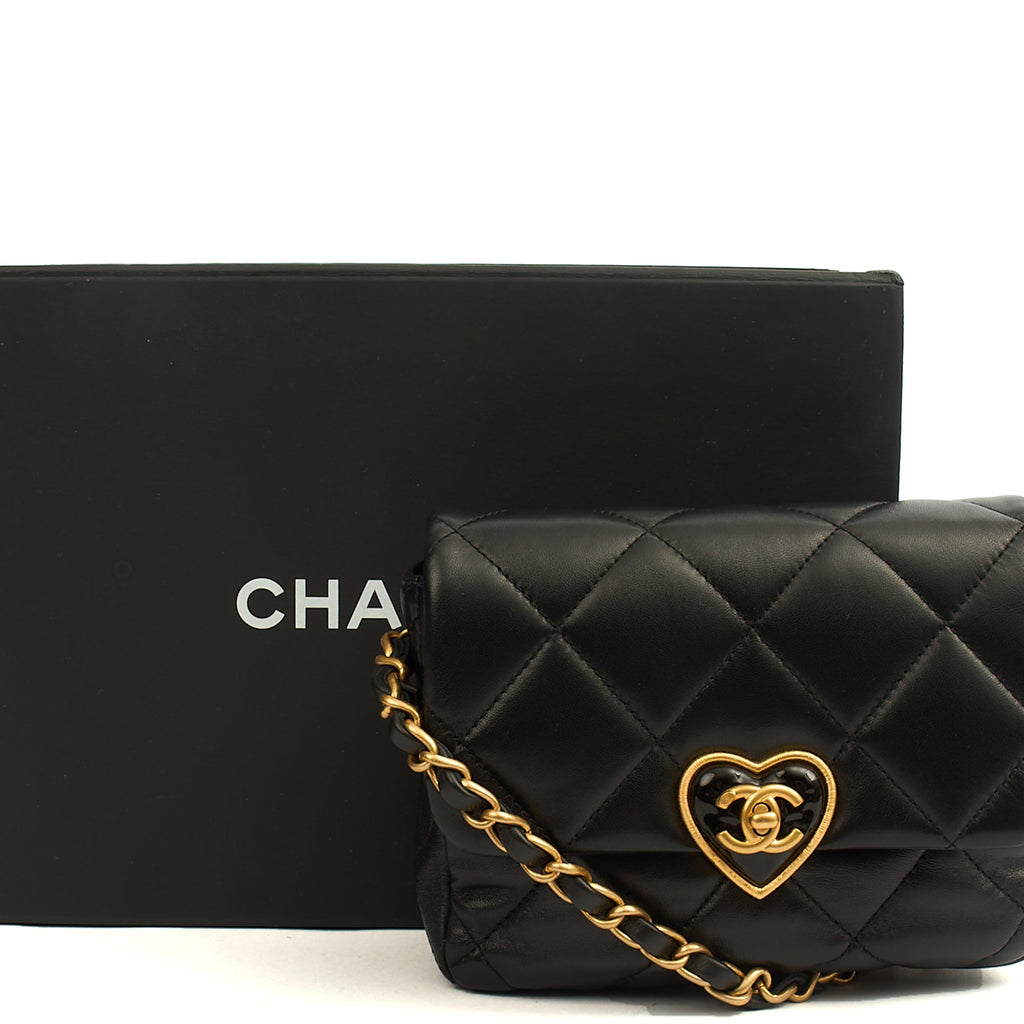 Chanel Cross Body Round Crossbody in Black, Lambskin Leather