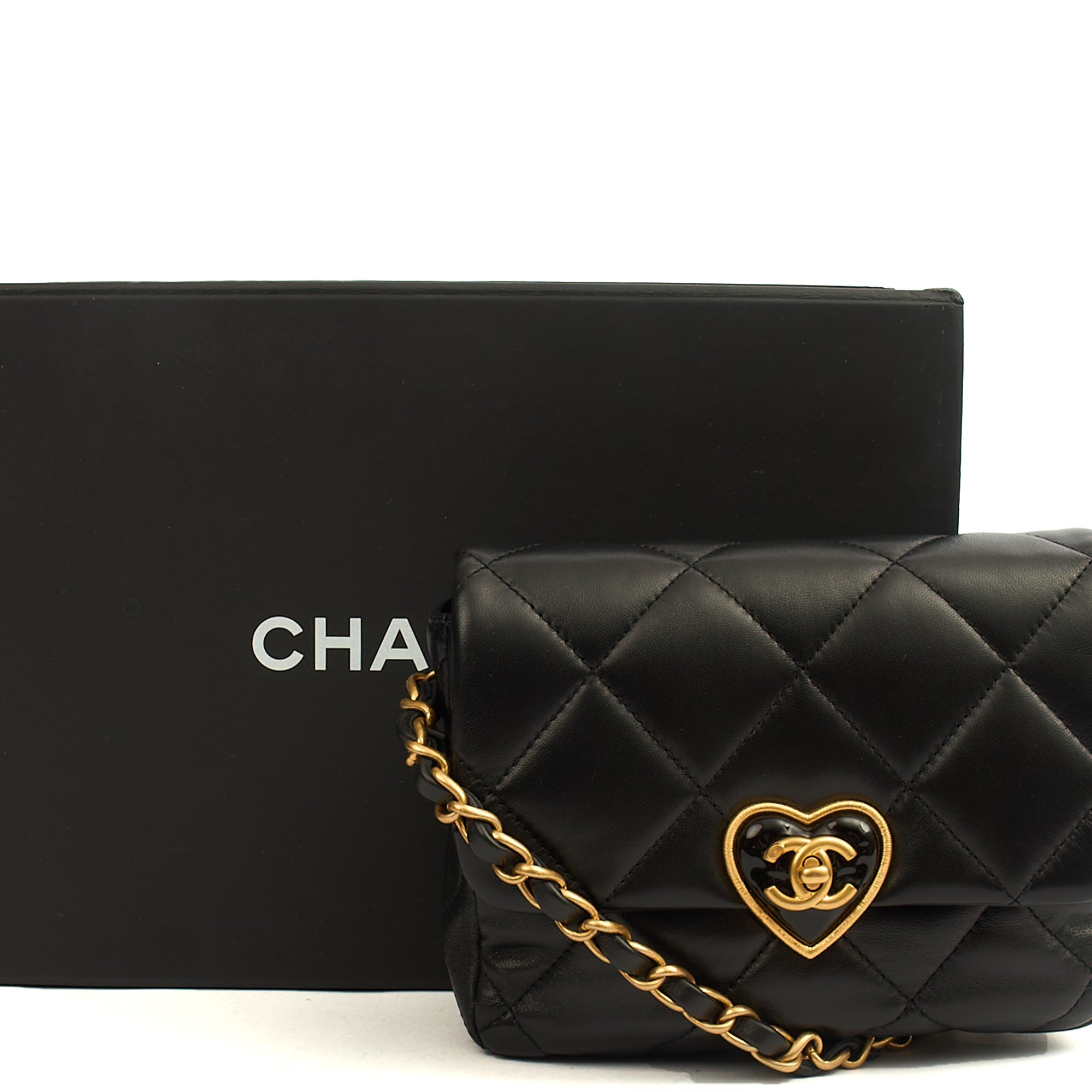 Chanel Cross Body Round Crossbody in Black, Lambskin Leather