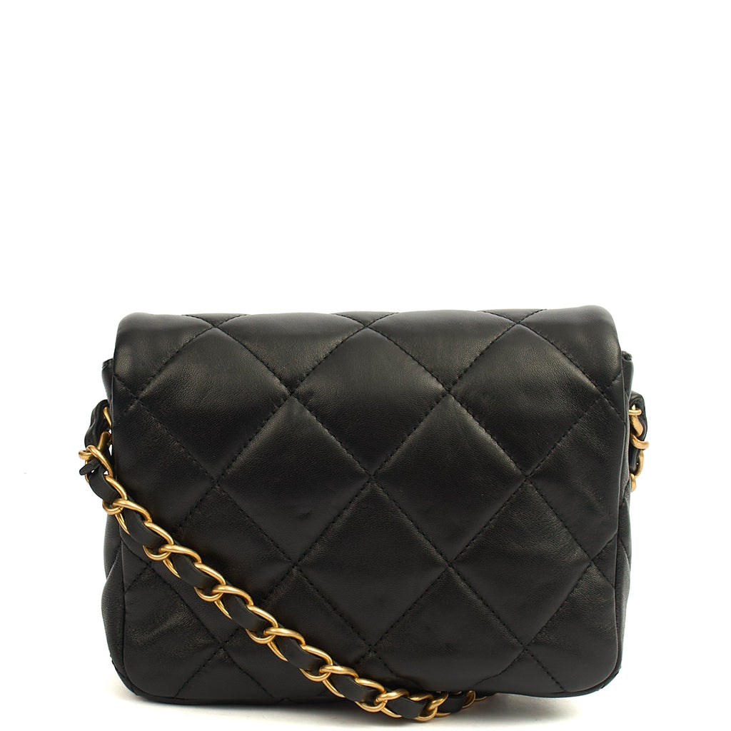 Chanel Cross Body Round Crossbody in Black, Lambskin Leather