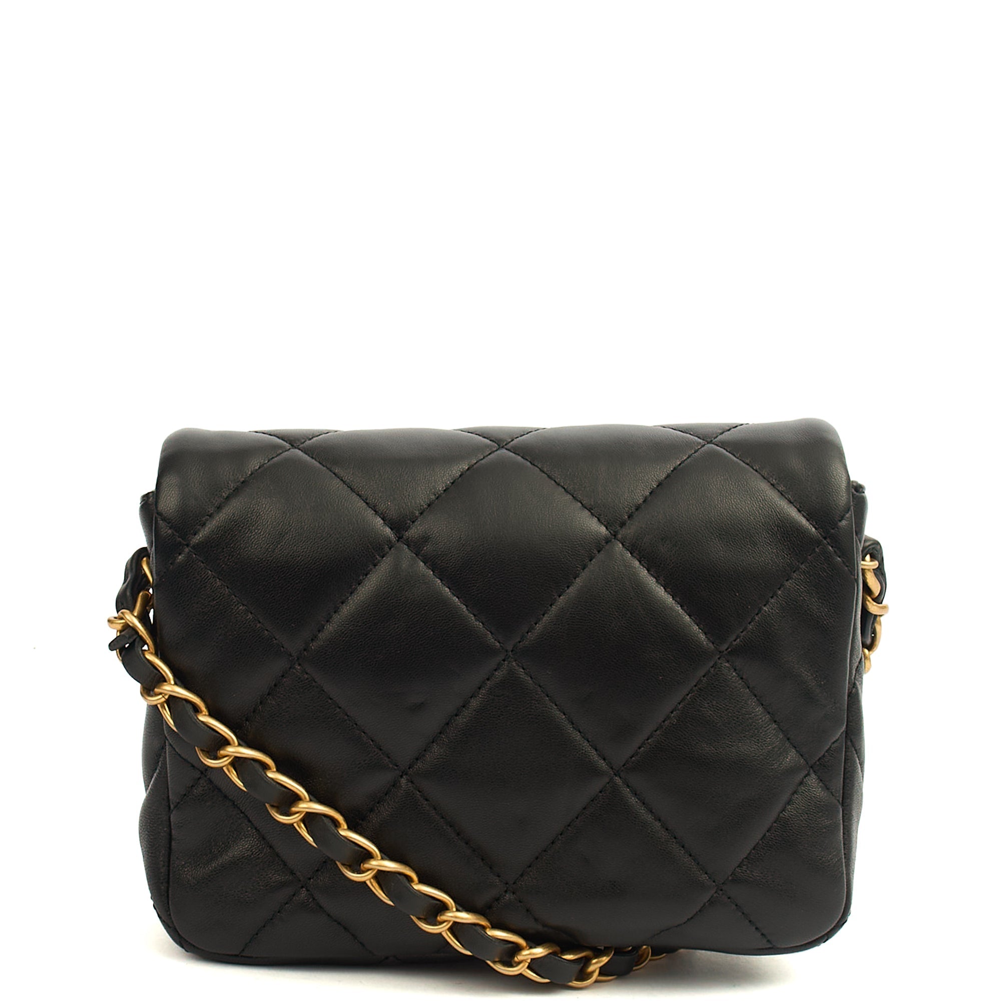 Chanel Cross Body Round Crossbody in Black, Lambskin Leather