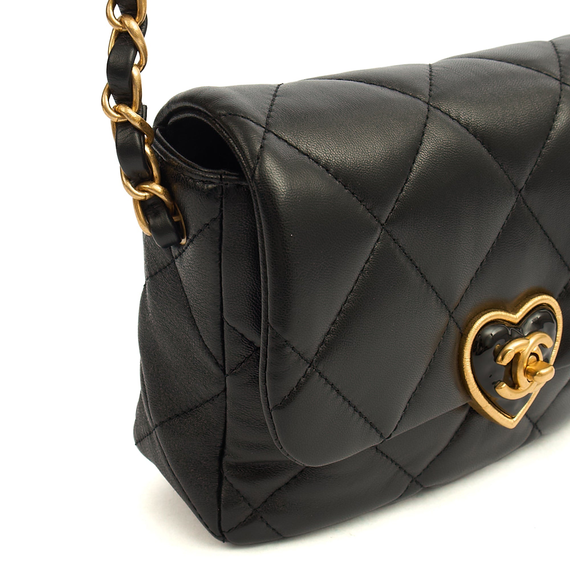 Chanel Cross Body Round Crossbody in Black, Lambskin Leather