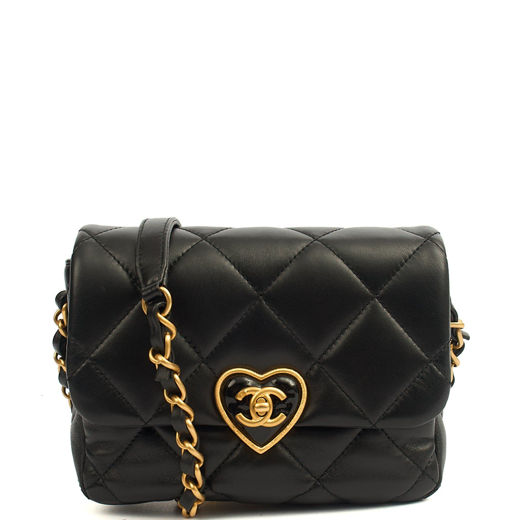 Chanel Cross Body Round Crossbody in Black, Lambskin Leather