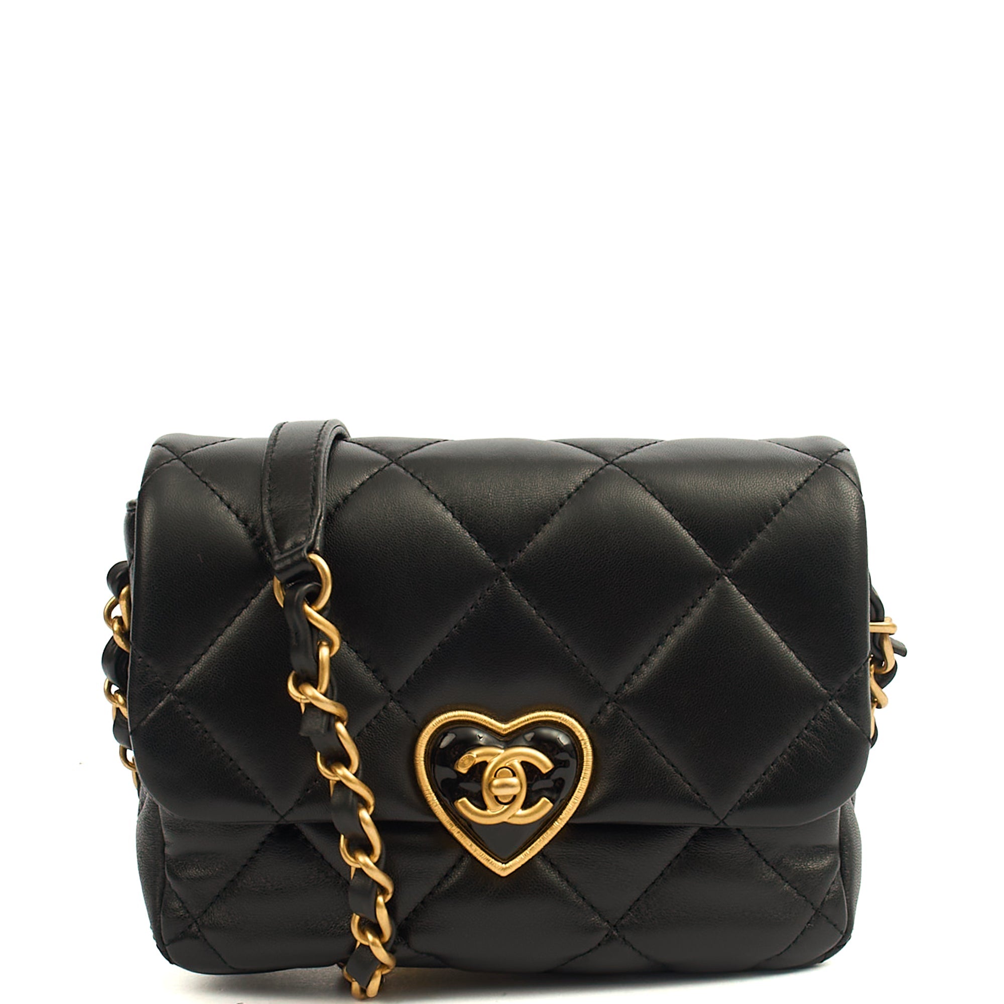 Chanel Cross Body Round Crossbody in Black, Lambskin Leather