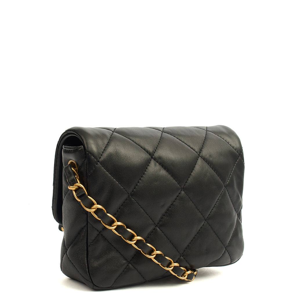 Chanel Cross Body Round Crossbody in Black, Lambskin Leather