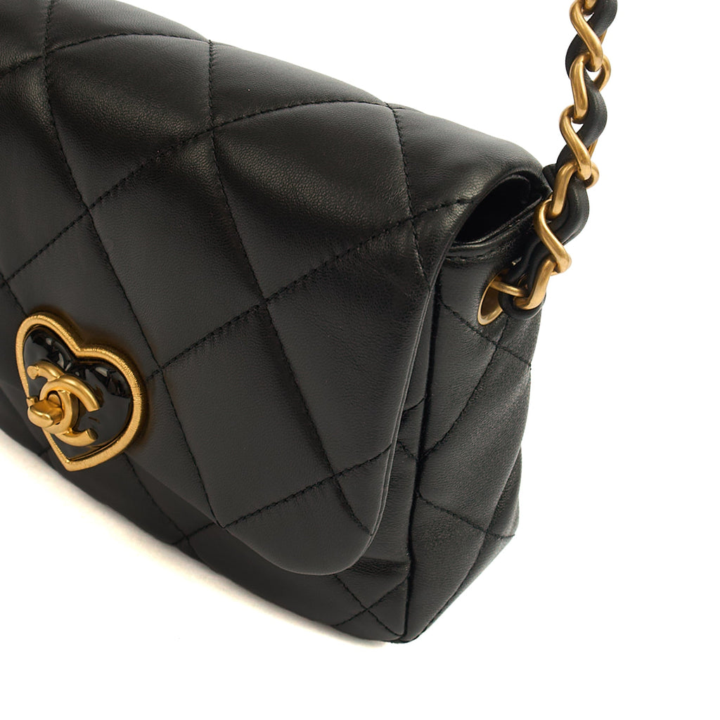Chanel Cross Body Round Crossbody in Black, Lambskin Leather