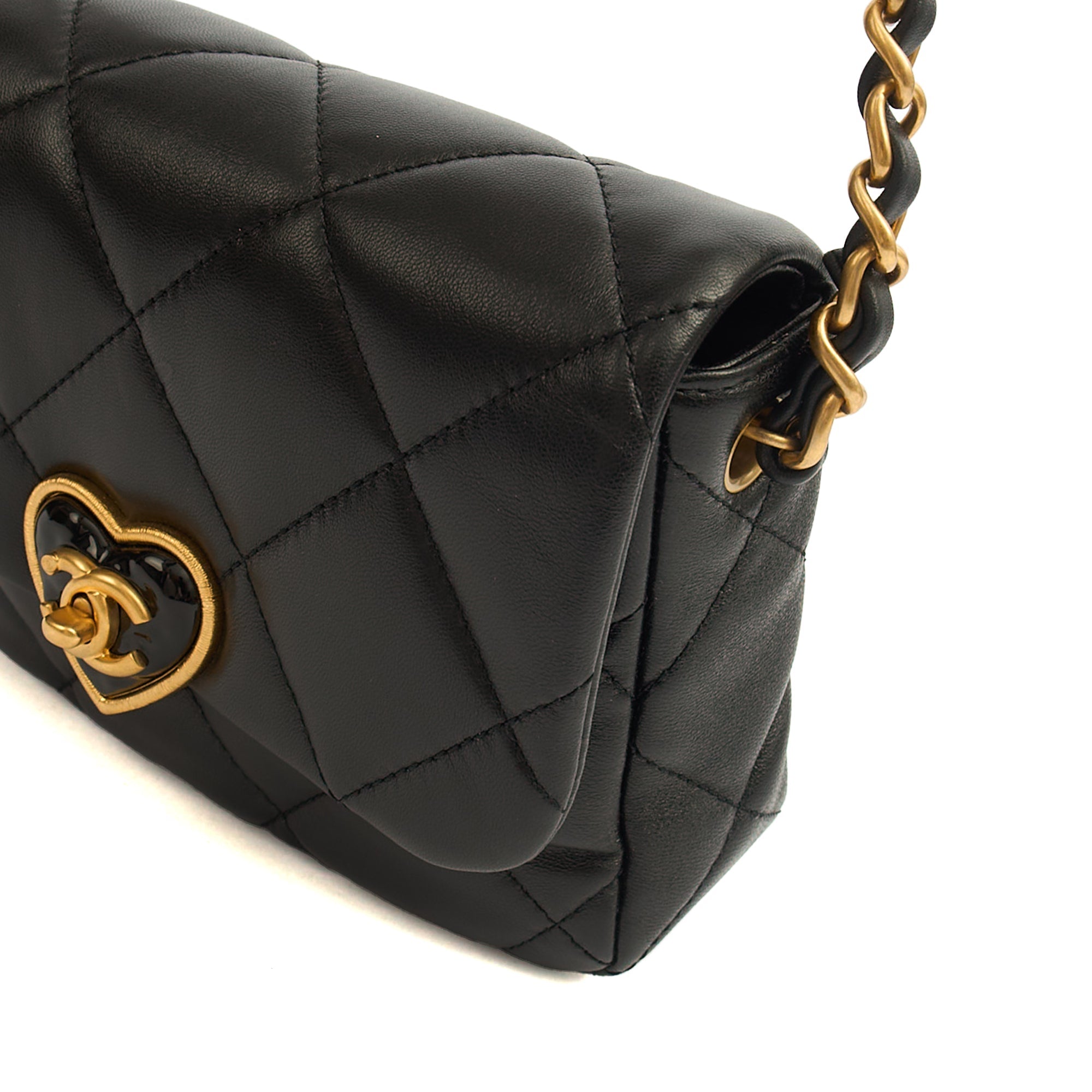 Chanel Cross Body Round Crossbody in Black, Lambskin Leather