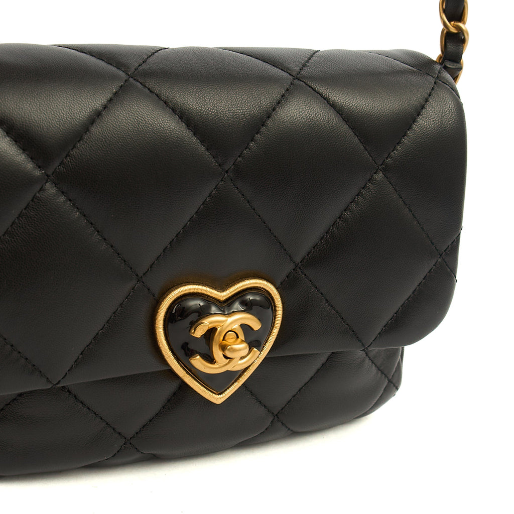Chanel Cross Body Round Crossbody in Black, Lambskin Leather