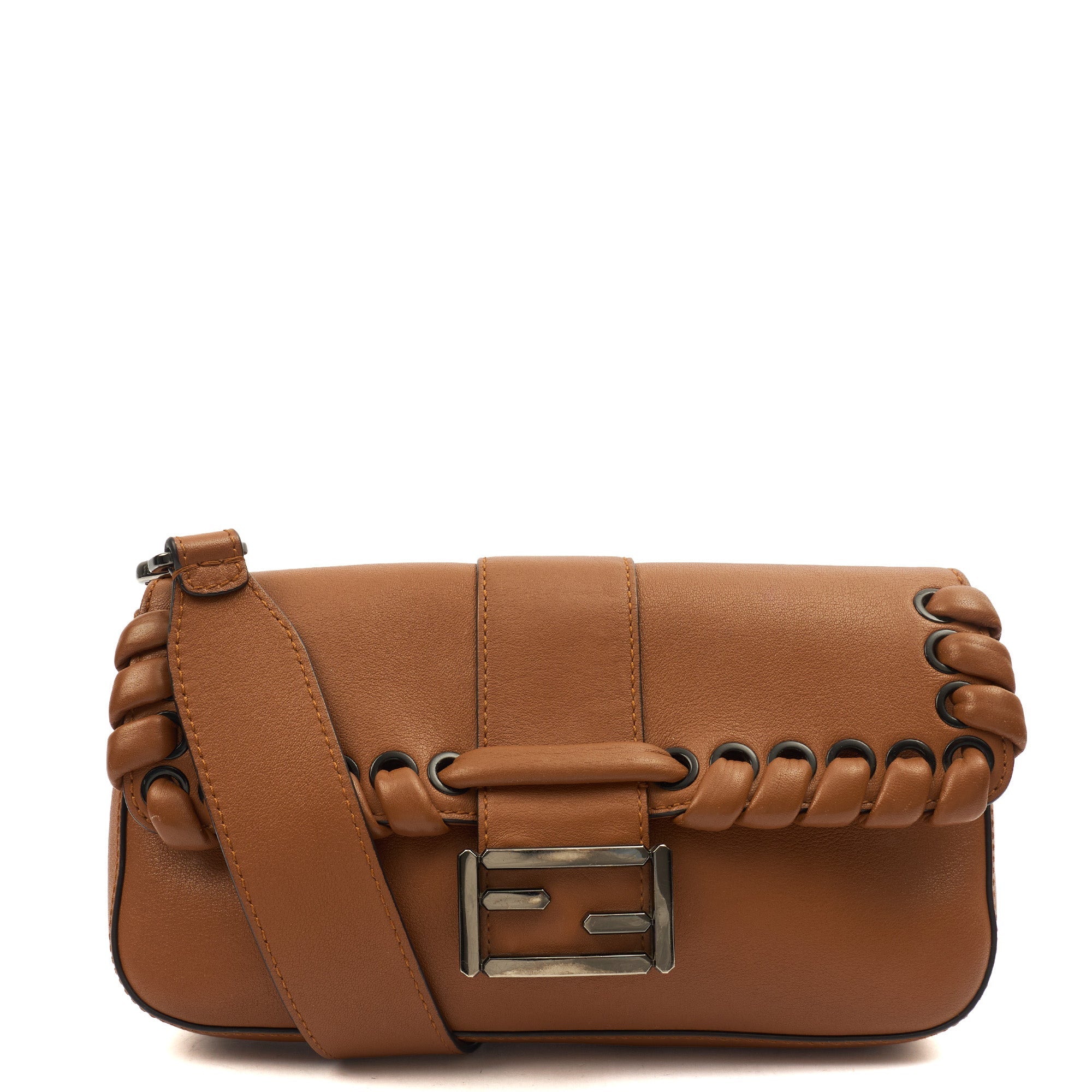Fendi Shoulder Bag Baguette in Brown, Leather
