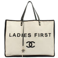 Chanel Tote Ladies First Shopping Tote in White, Canvas