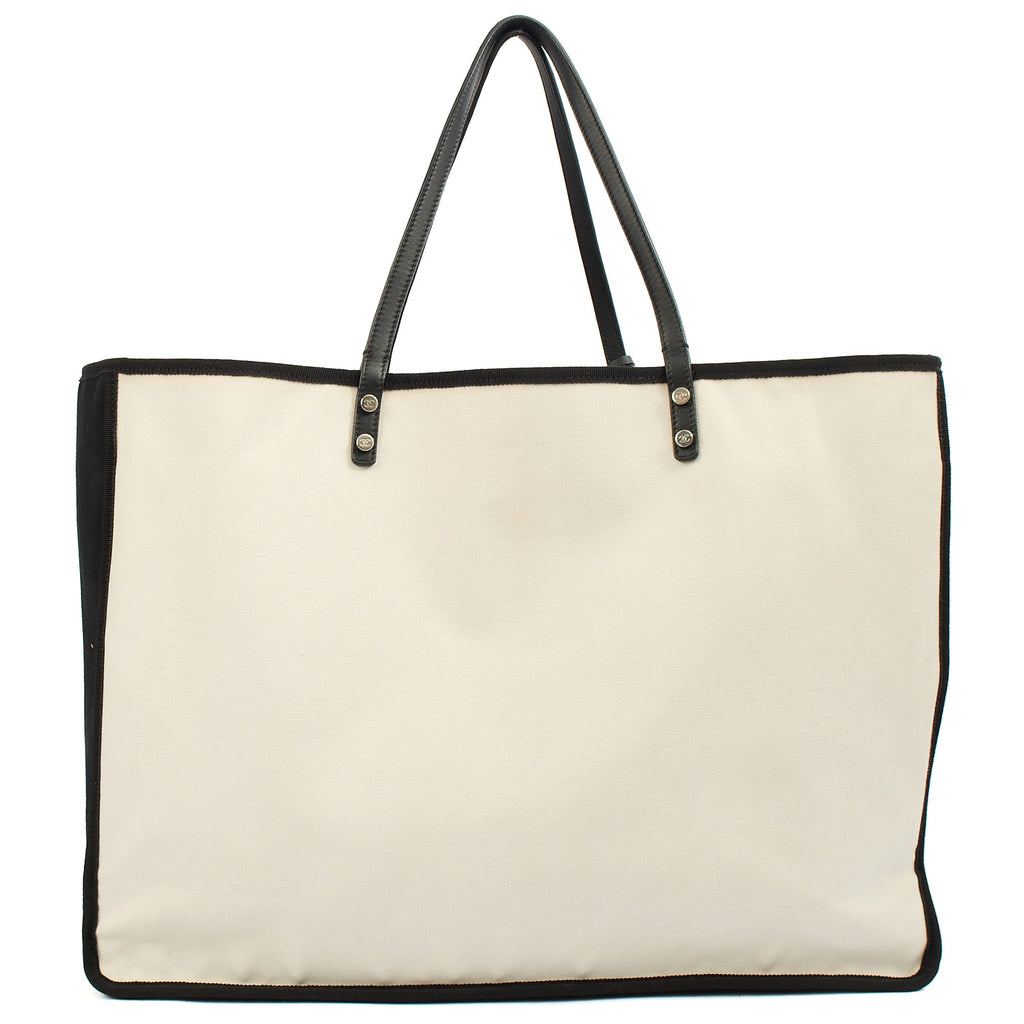 Chanel Tote Ladies First Shopping Tote in White, Canvas