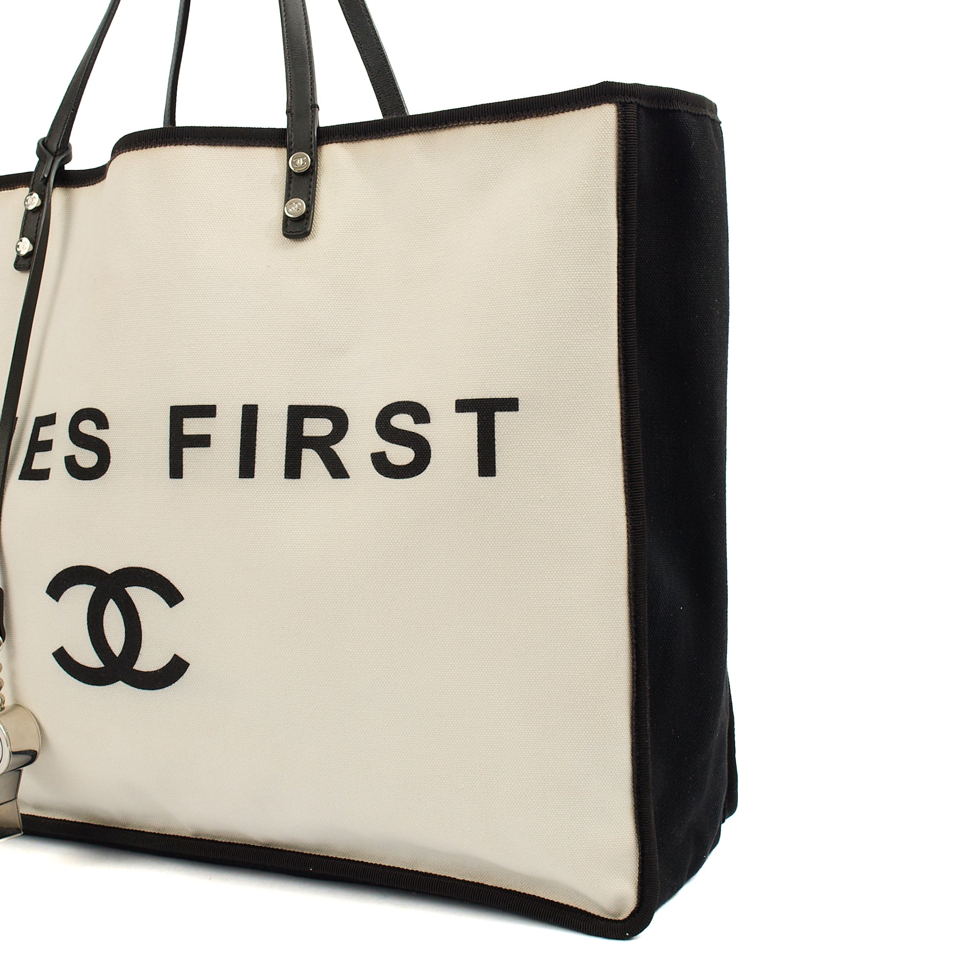 Chanel Tote Ladies First Shopping Tote in White, Canvas