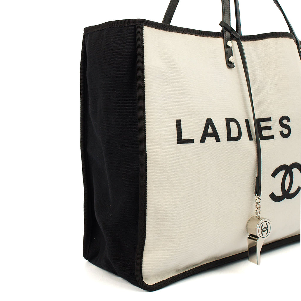 Chanel Tote Ladies First Shopping Tote in White, Canvas