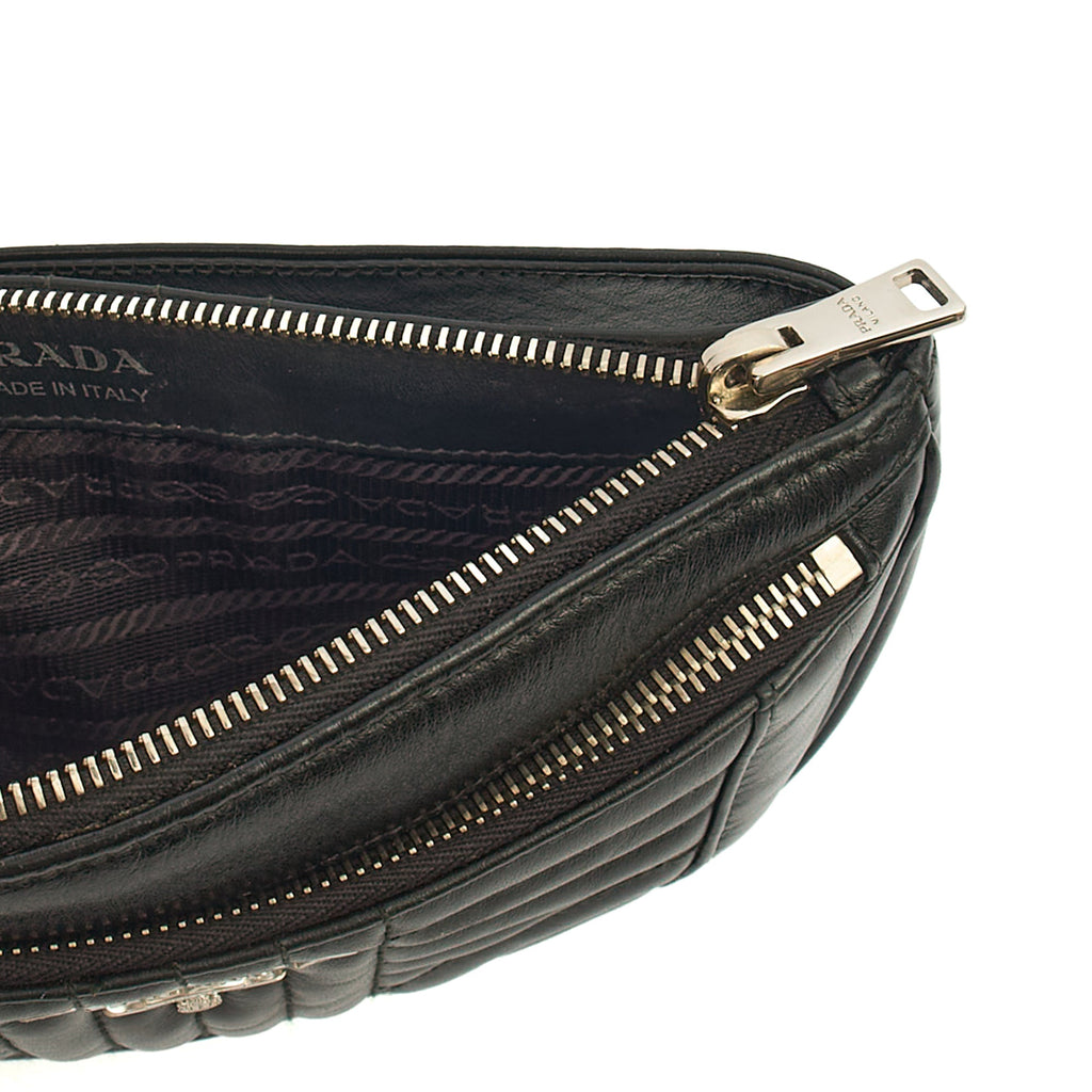 Prada Cross Body Belt Bag in Black, Leather