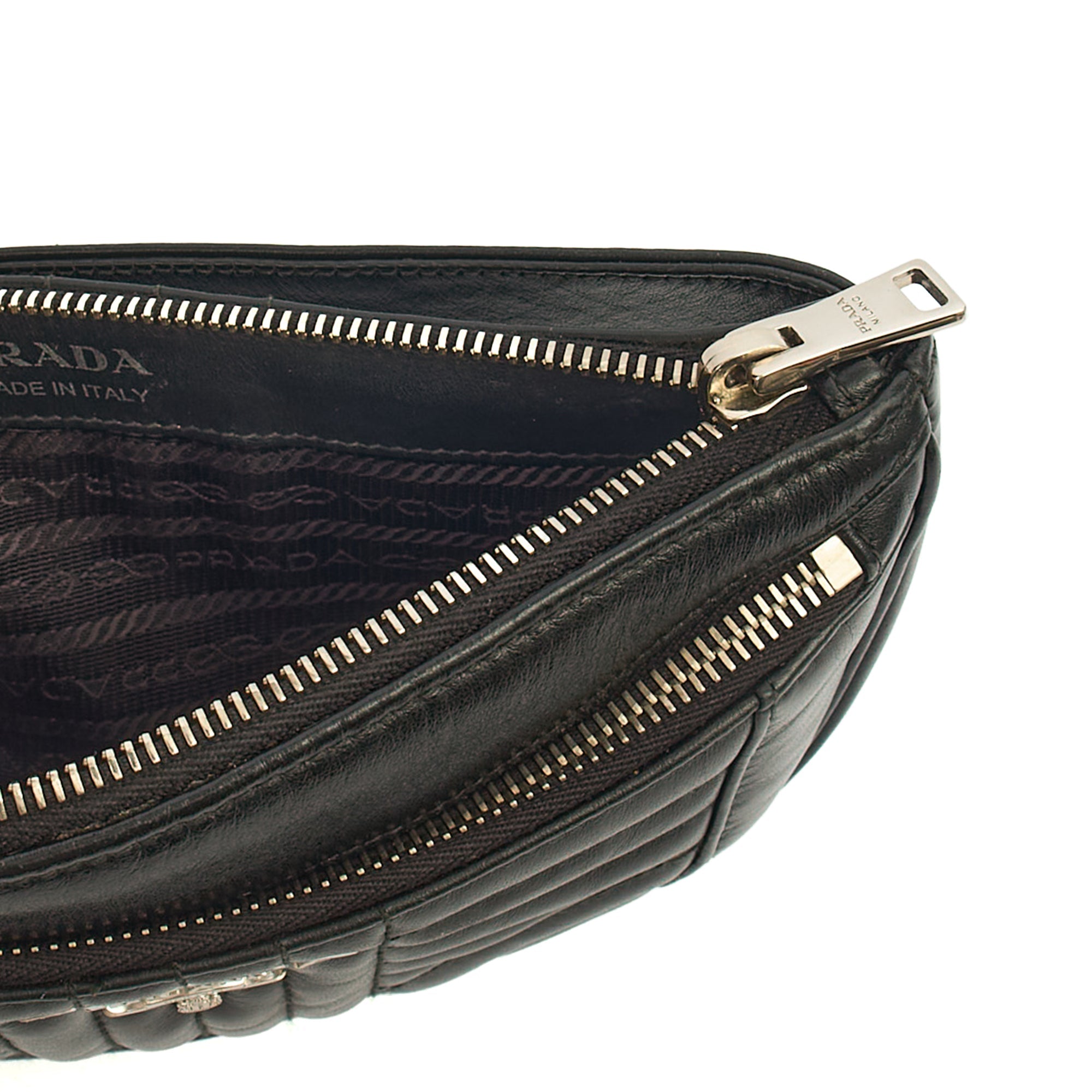 Prada Cross Body Belt Bag in Black, Leather
