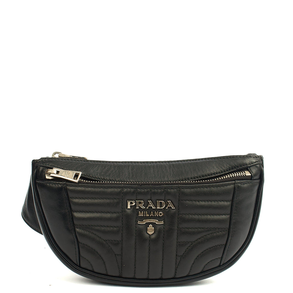 Prada Cross Body Belt Bag in Black, Leather
