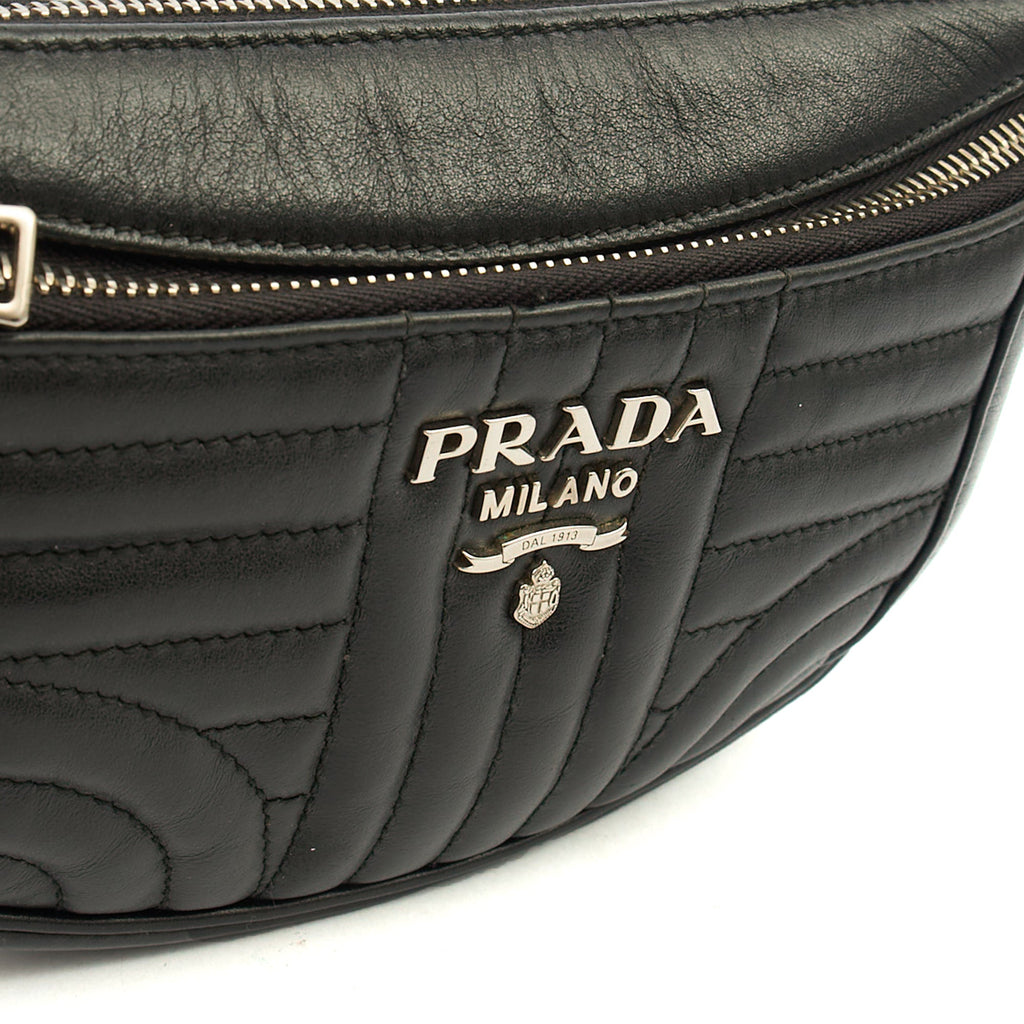 Prada Cross Body Belt Bag in Black, Leather