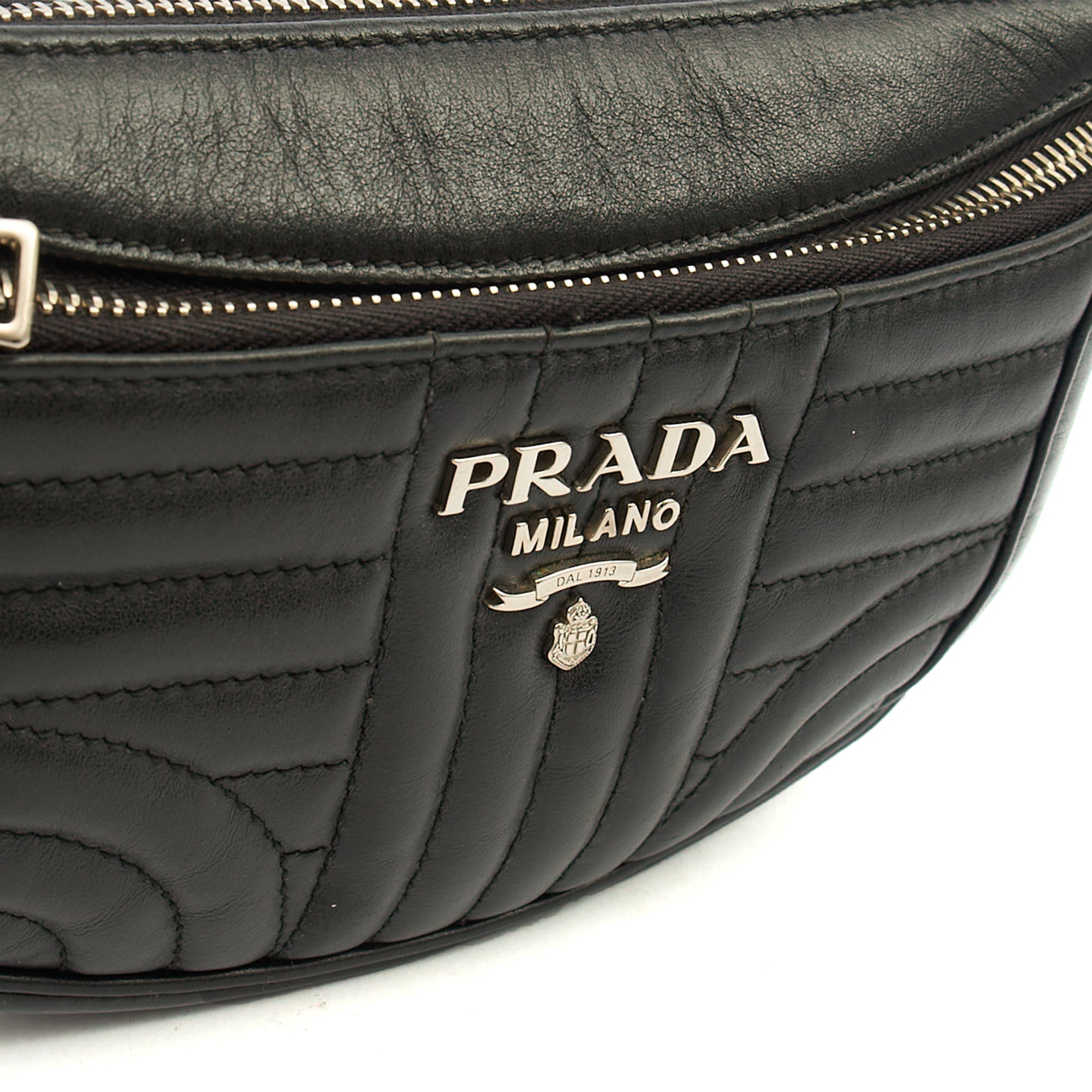 Prada Cross Body Belt Bag in Black, Leather