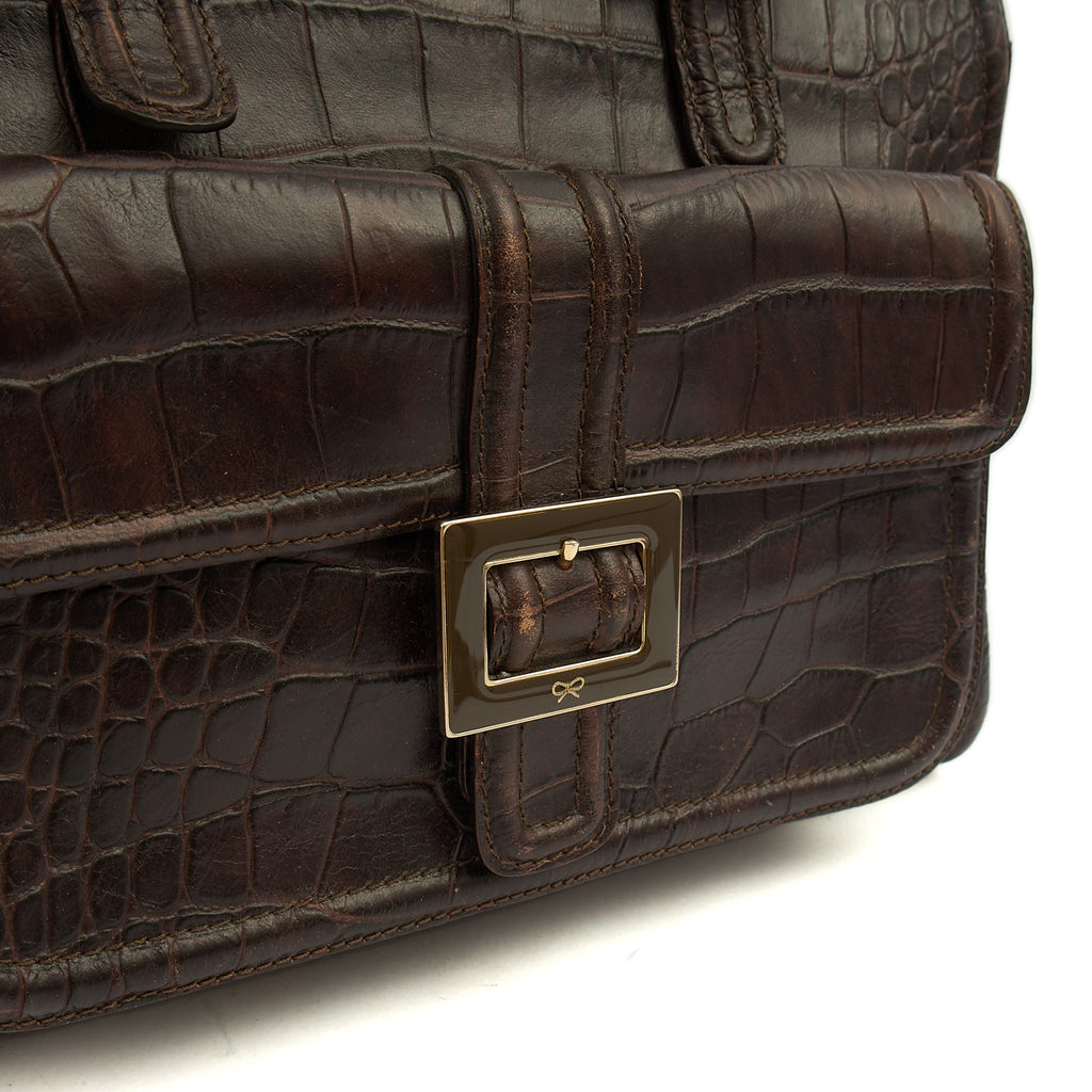 Anya Hindmarch Shoulder Bag Shoulder Bag in Brown, Exotic Effect Leather
