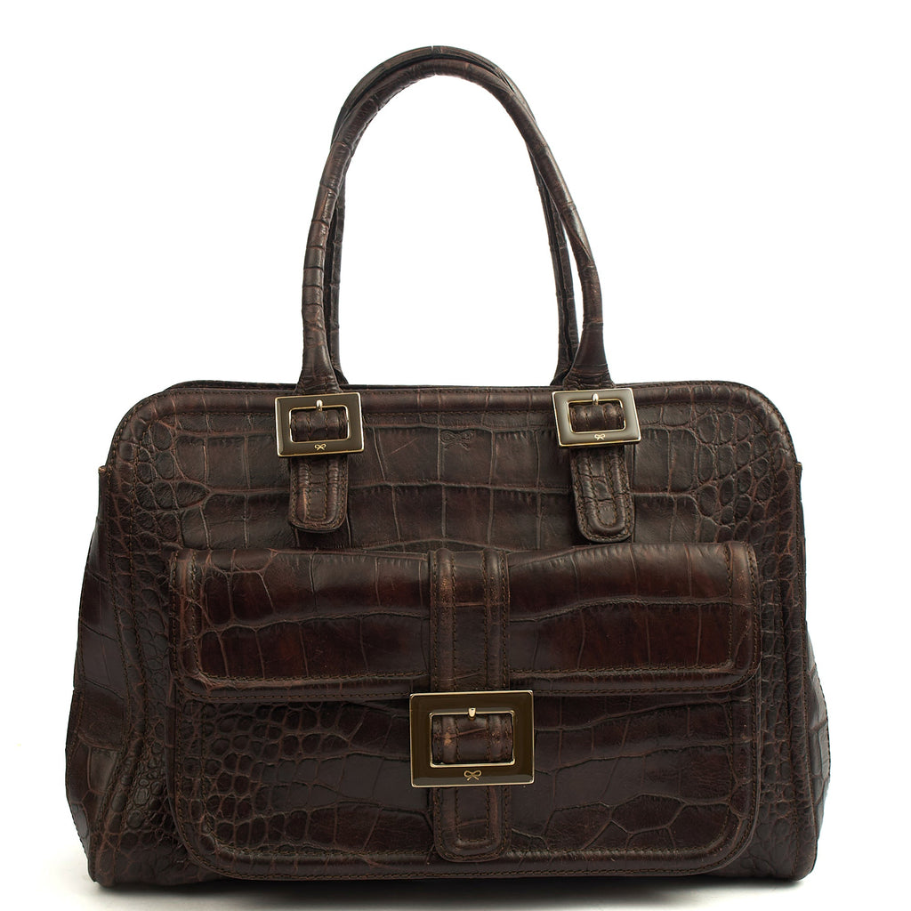 Anya Hindmarch Shoulder Bag Shoulder Bag in Brown, Exotic Effect Leather
