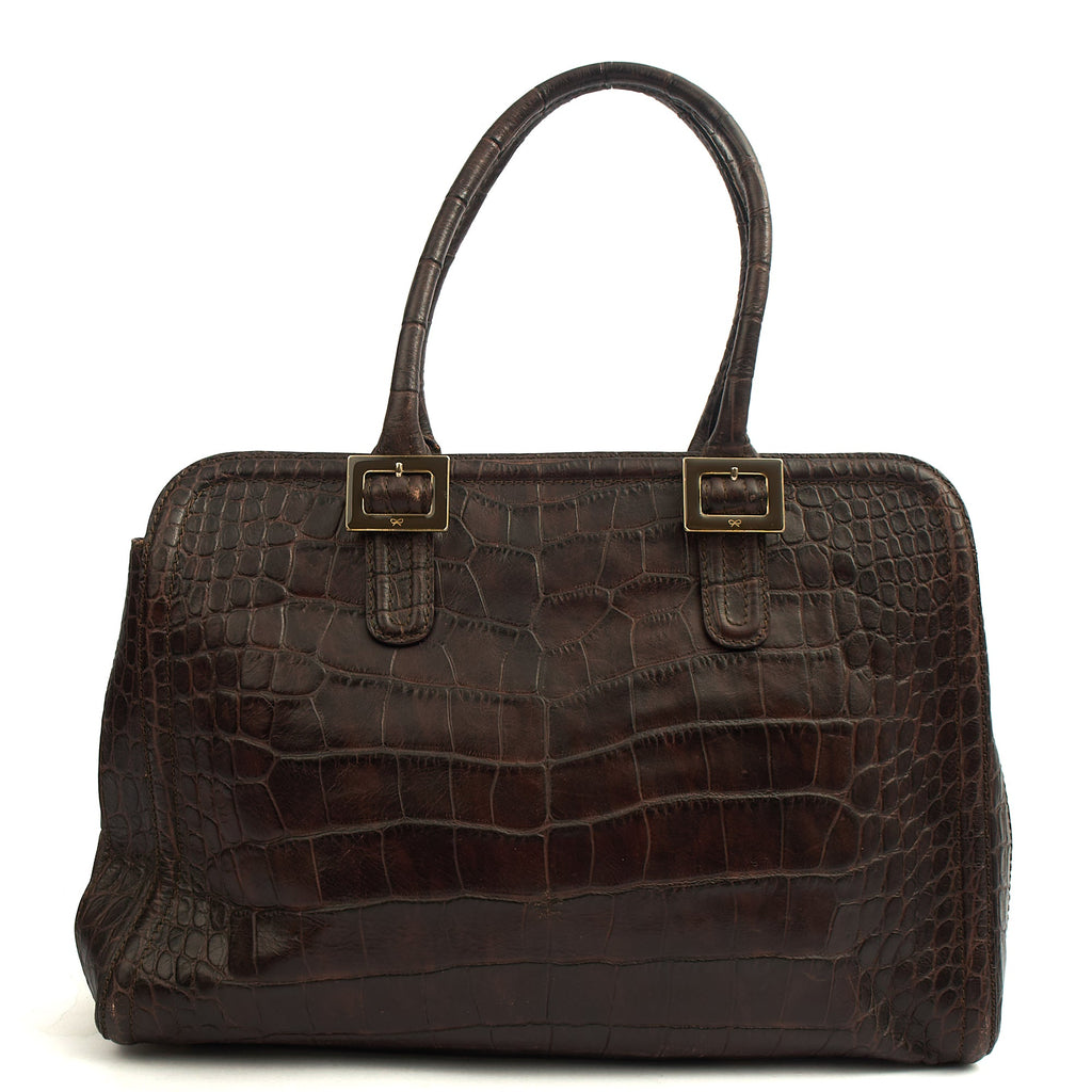 Anya Hindmarch Shoulder Bag Shoulder Bag in Brown, Exotic Effect Leather