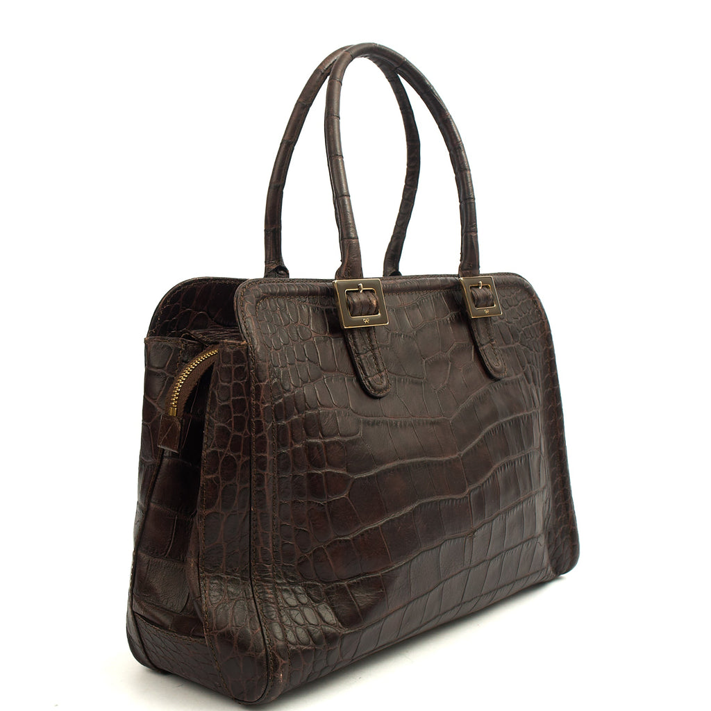 Anya Hindmarch Shoulder Bag Shoulder Bag in Brown, Exotic Effect Leather