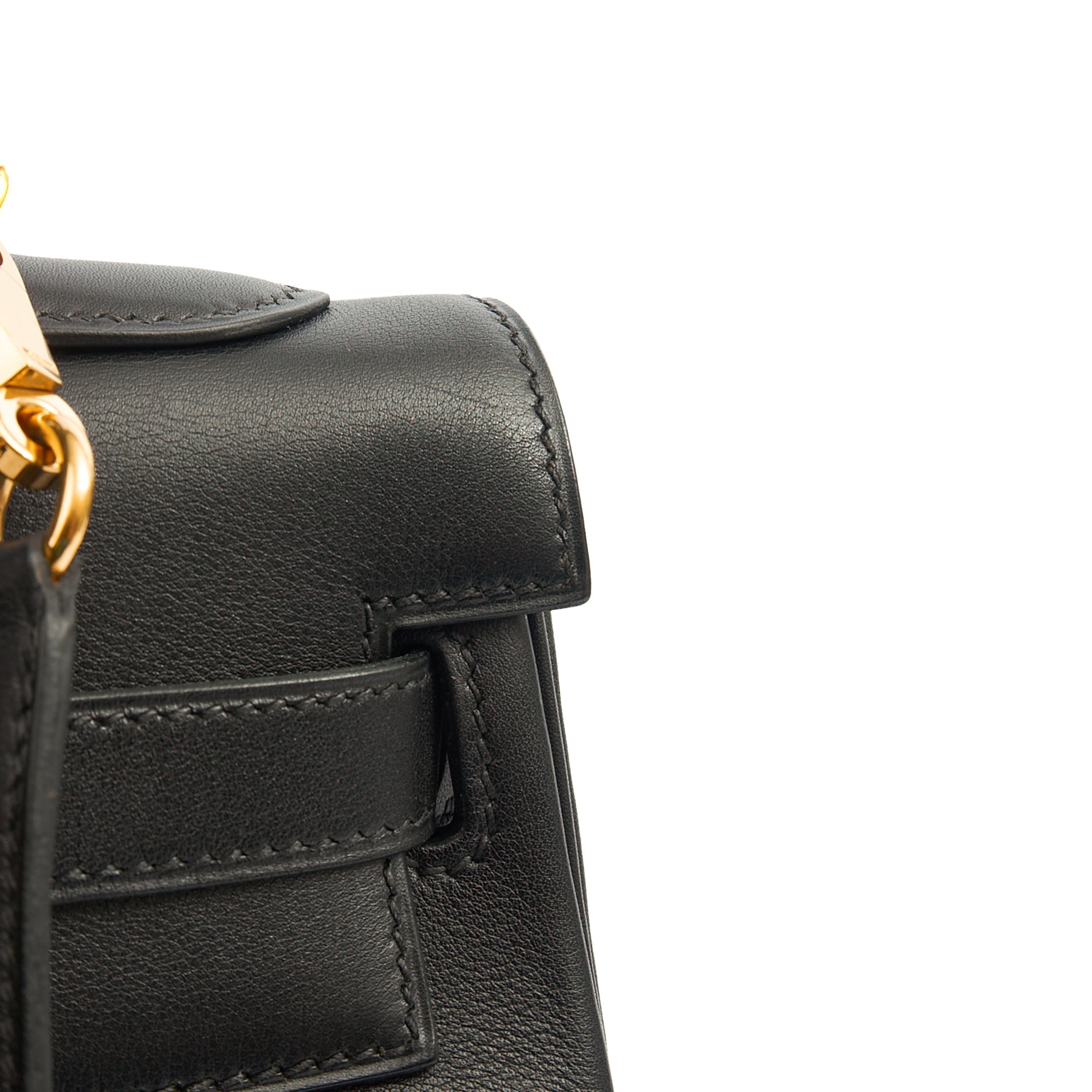 Hermes Top Handle Kelly 32 in Black, Swift Leather