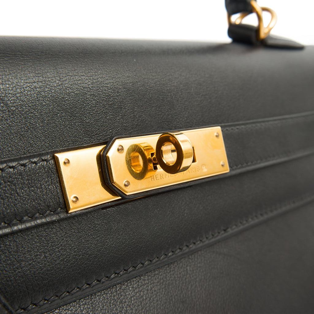 Hermes Top Handle Kelly 32 in Black, Swift Leather