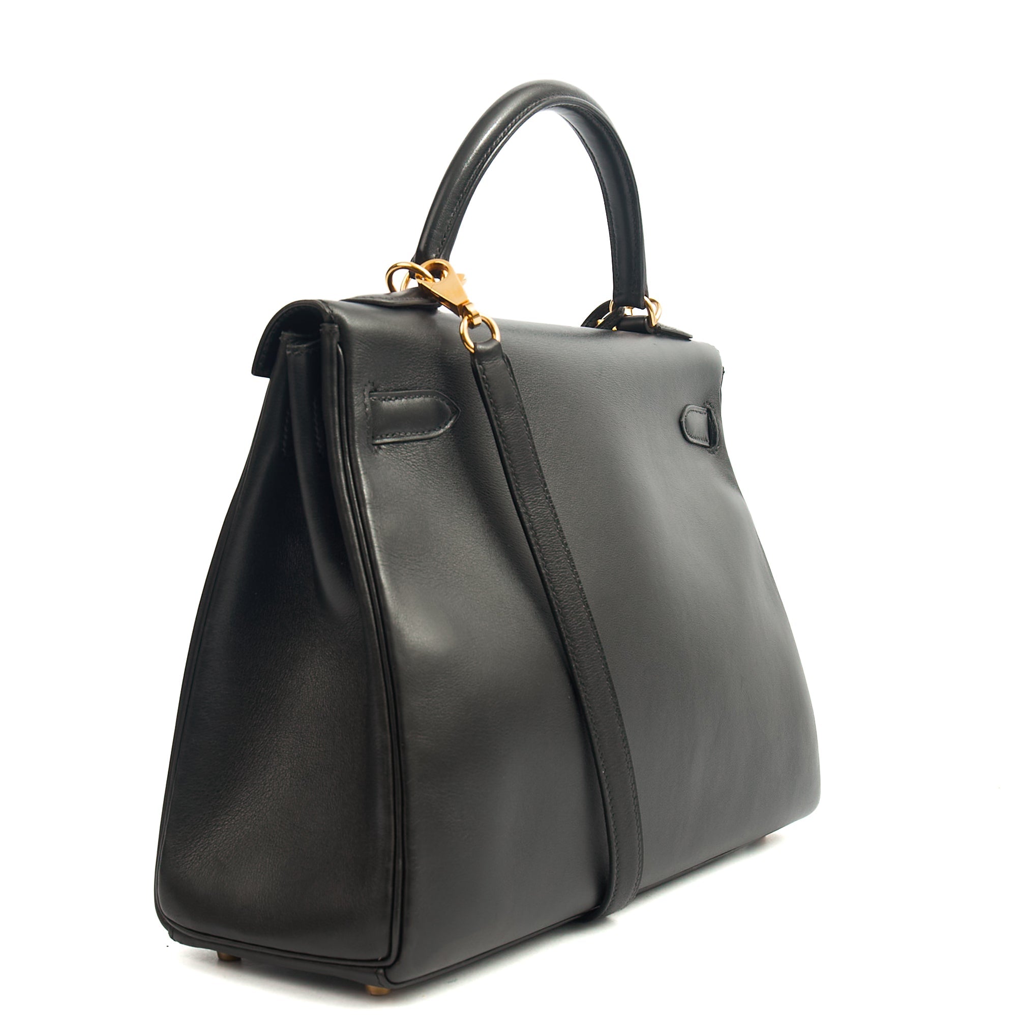 Hermes Top Handle Kelly 32 in Black, Swift Leather