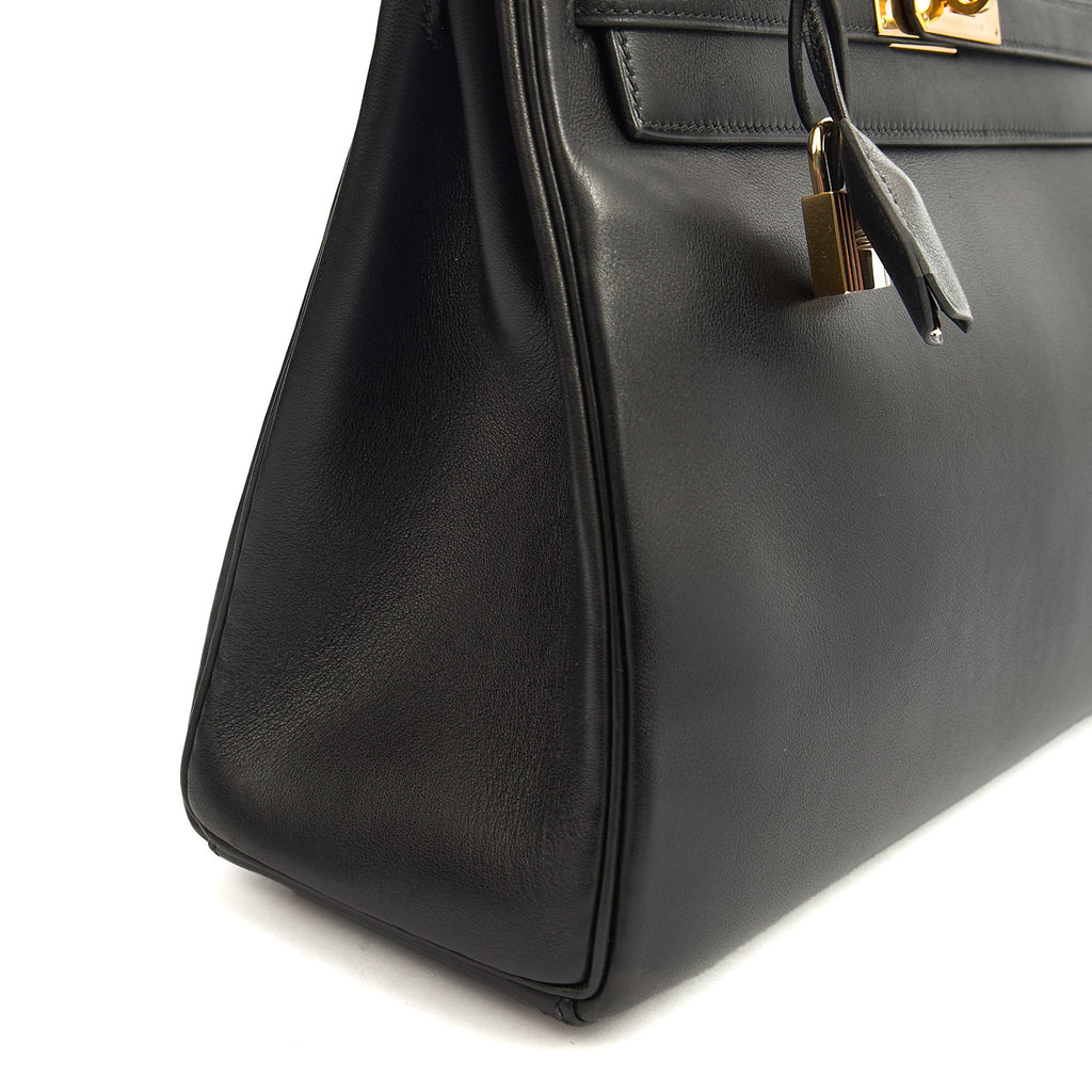 Hermes Top Handle Kelly 32 in Black, Swift Leather