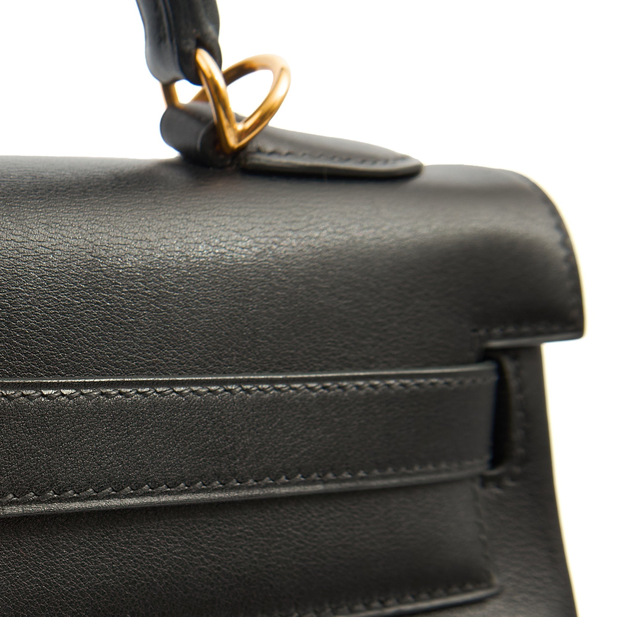 Hermes Top Handle Kelly 32 in Black, Swift Leather