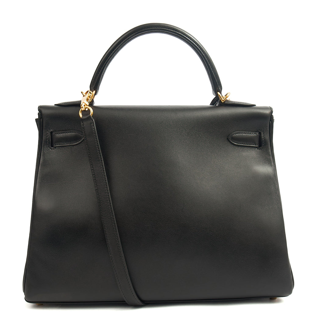 Hermes Top Handle Kelly 32 in Black, Swift Leather