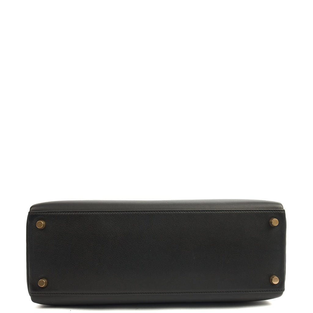Hermes Top Handle Kelly 32 in Black, Swift Leather