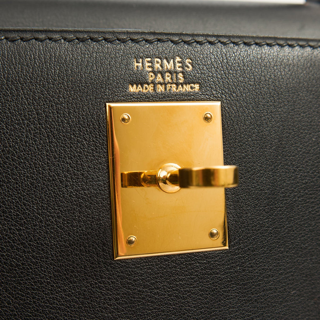 Hermes Top Handle Kelly 32 in Black, Swift Leather