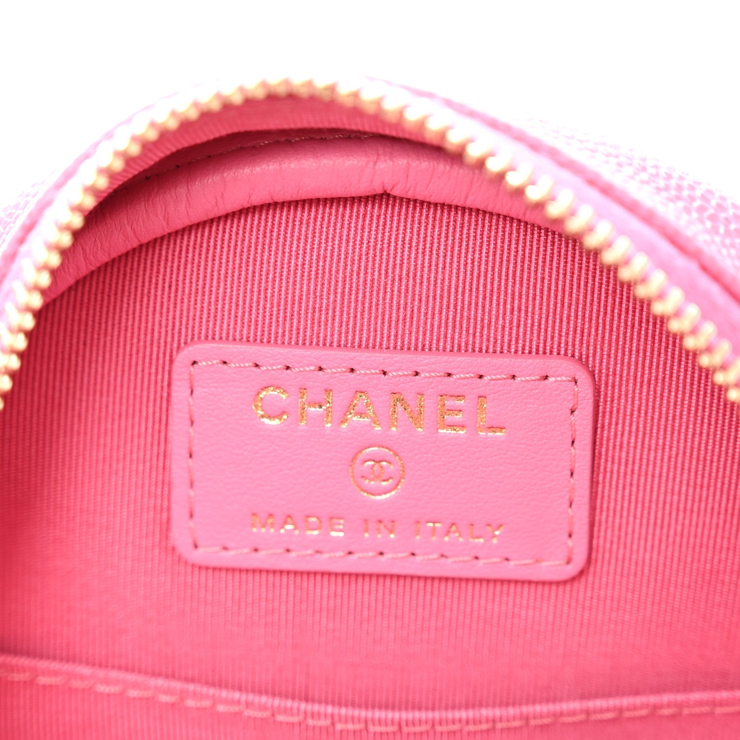Caviar Quilted Round Clutch With Chain Pink