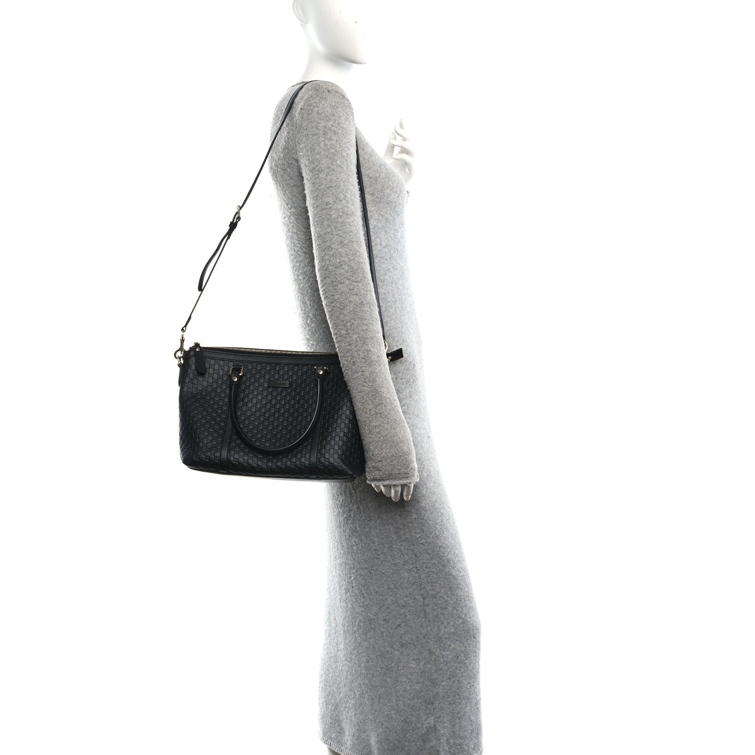 Soft Microguccissima Small Zippered Satchel Black