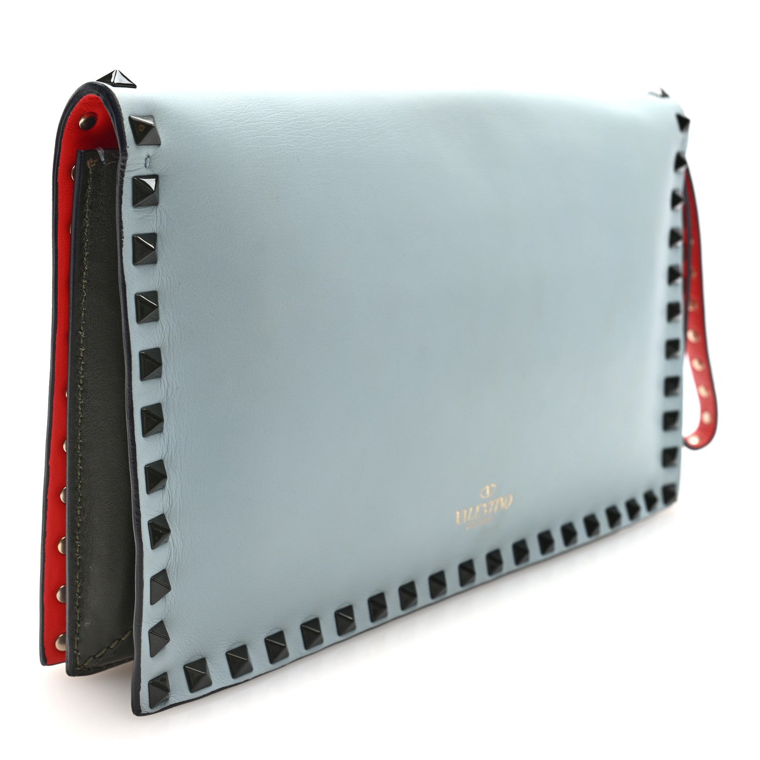 Nappa Rockstud Wristlet Clutch Blue Multicolor