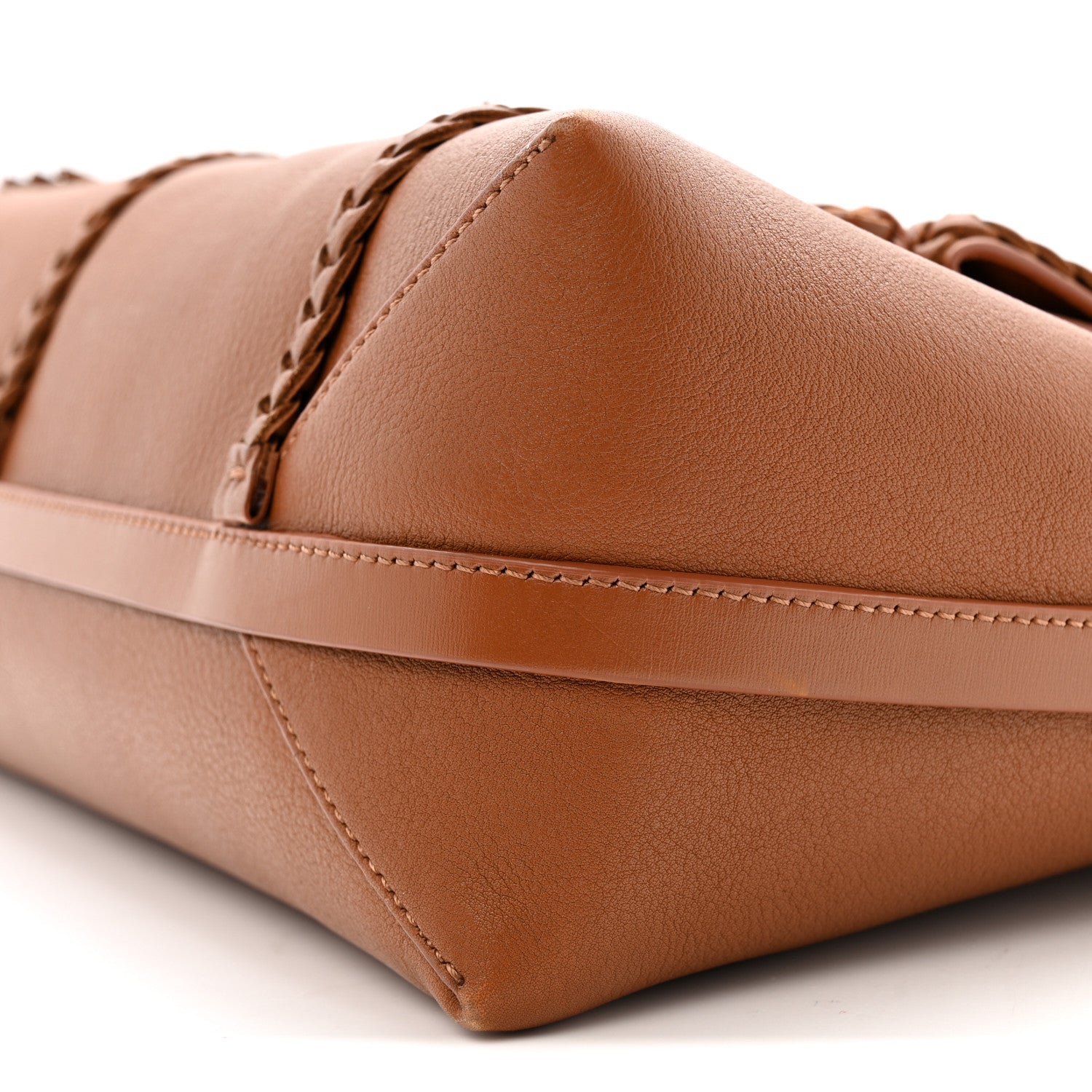 Grained Calfskin Large Penelope Shoulder Bag Caramel