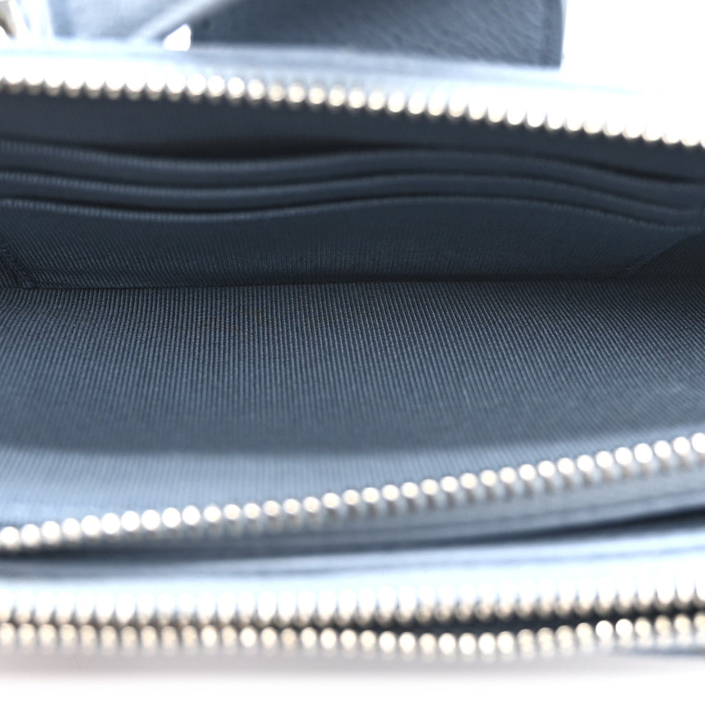 Caviar Quilted CC Box Clutch With Chain Blue
