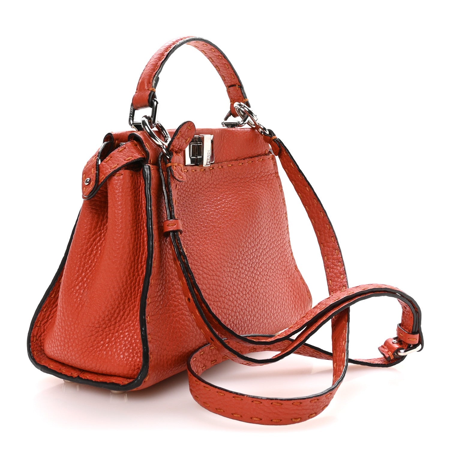 Cuoio Romano Selleria Mini Peekaboo Iconic Satchel Dark Orange