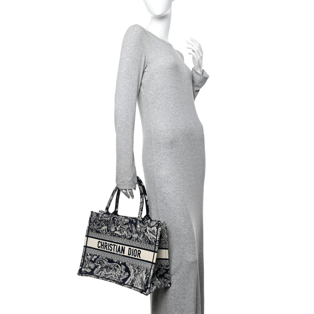 Canvas Embroidered Medium Dioriviera Toile De Jouy Book Tote Blue