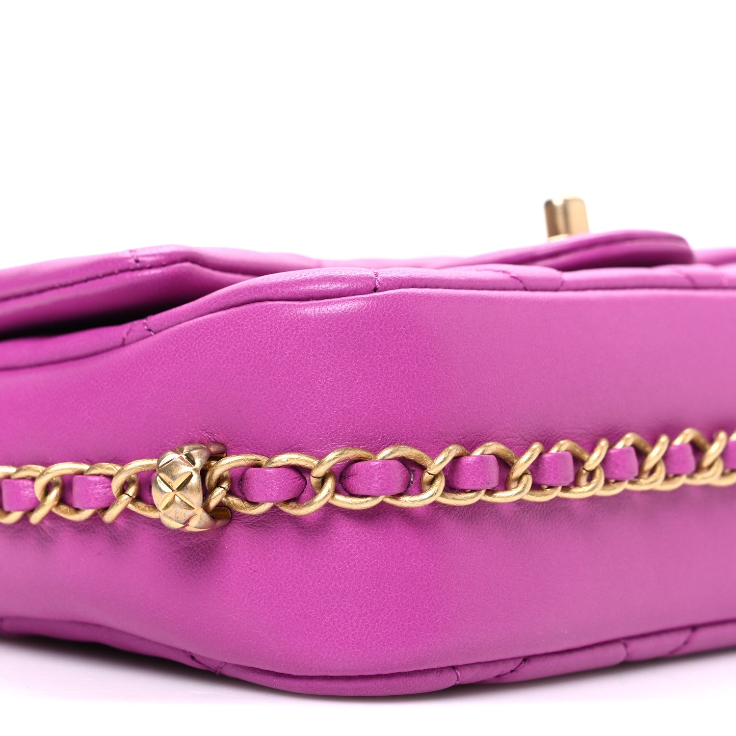 Lambskin Quilted CC Small Dynasty Flap Purple