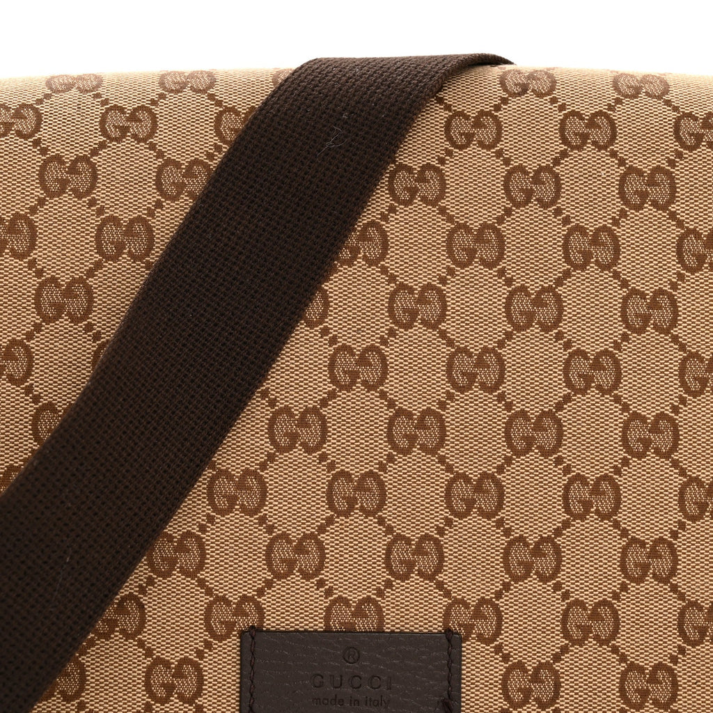 Monogram Flap Messenger Bag Beige Dark Brown