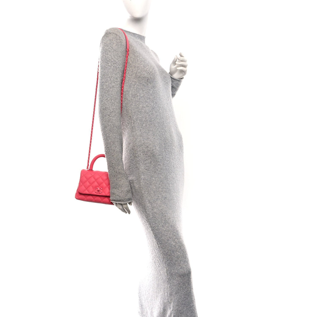 Caviar Quilted Incognito Extra Mini Coco Handle Flap Pink