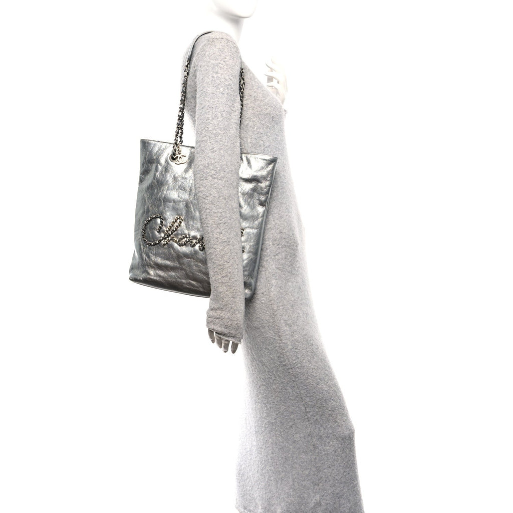 Calfskin Chain 20s Signe Tote Silver