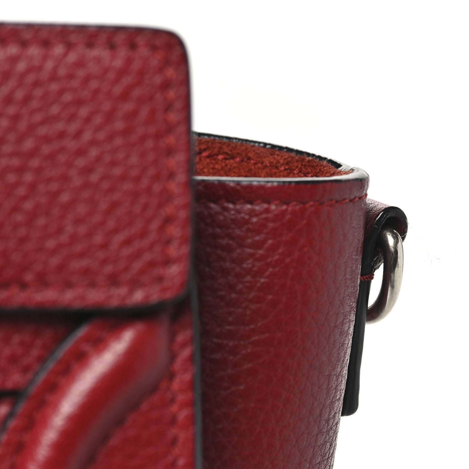 Drummed Calfskin Nano Luggage Merlot
