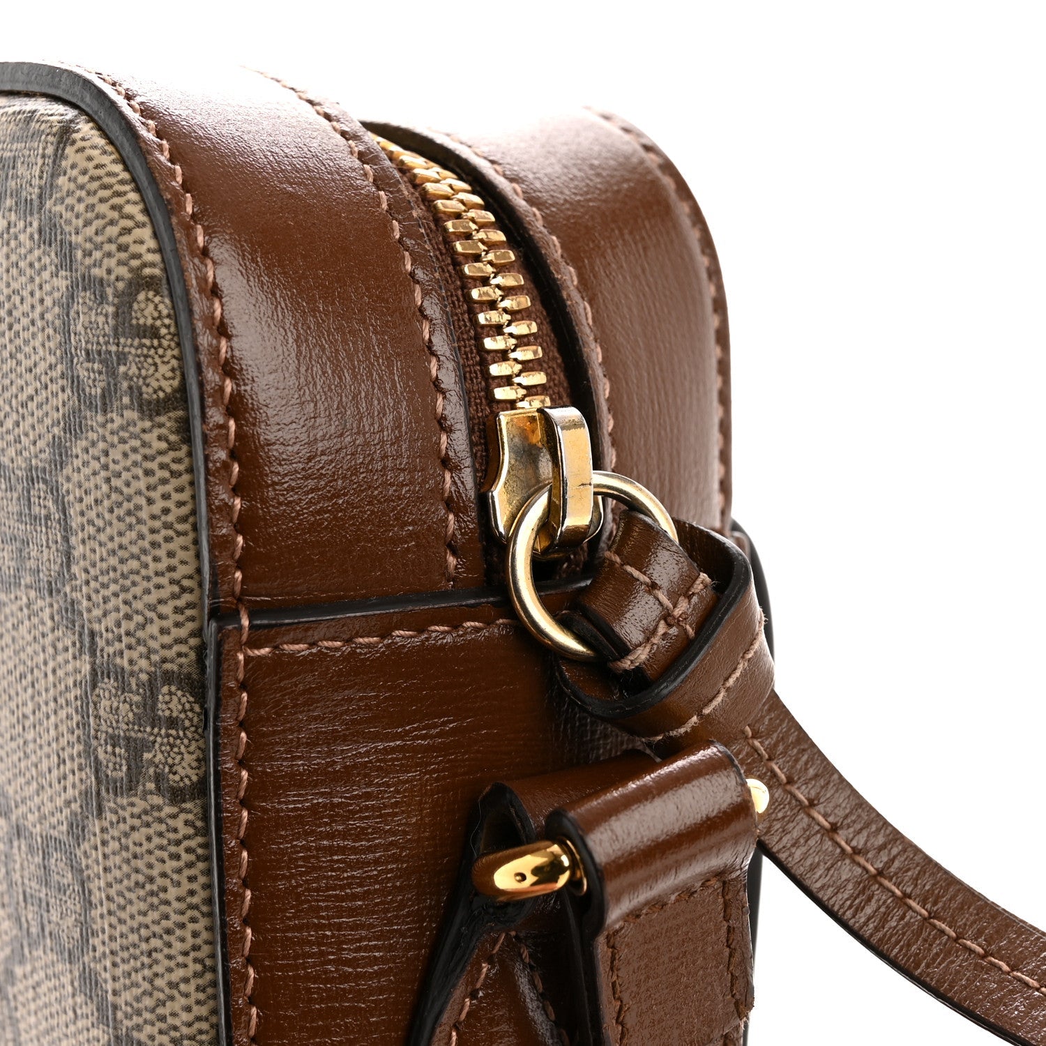 GG Supreme Monogram Small Horsebit 1955 Shoulder Bag Beige Brown Sugar