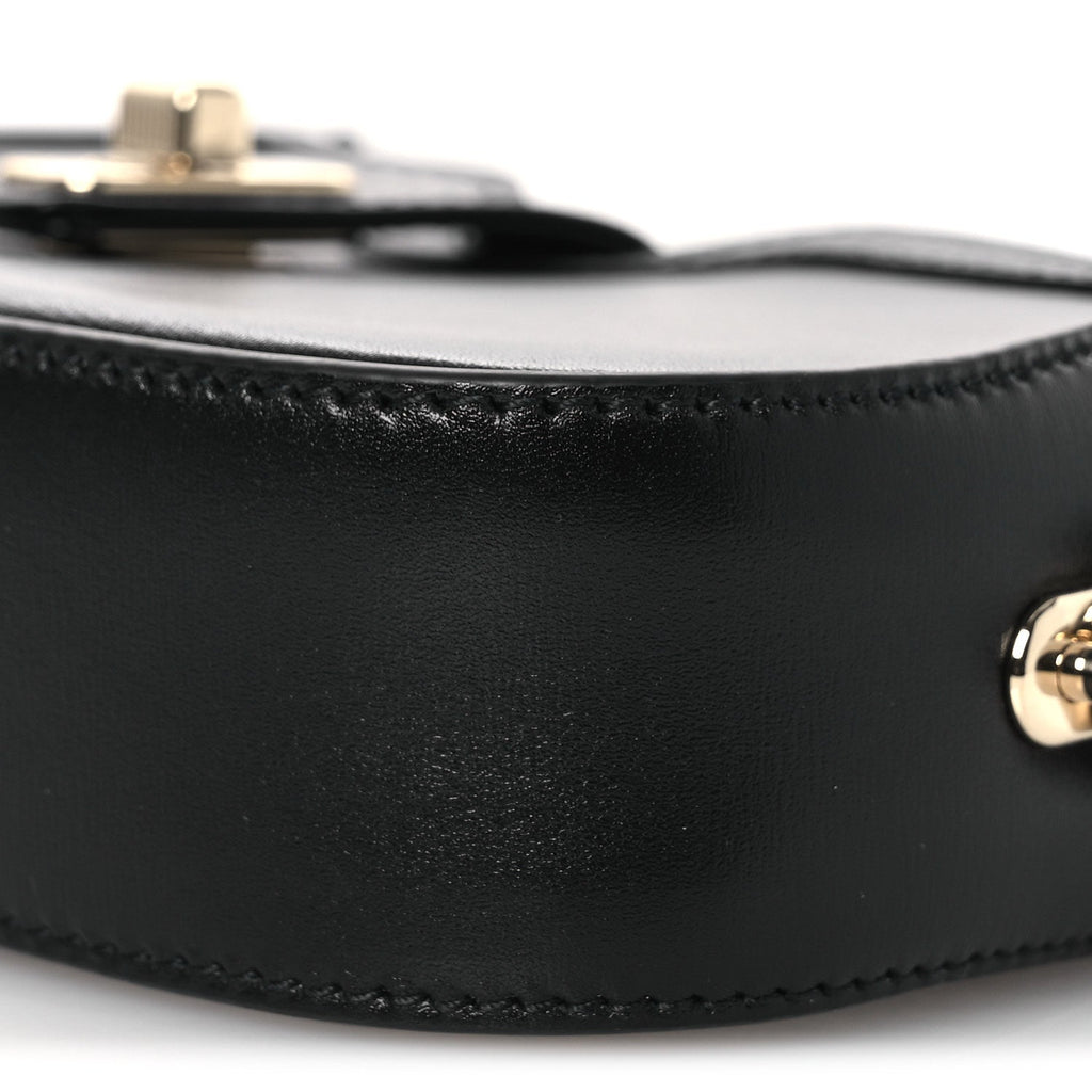 Calfskin Mini Moon Side Shoulder Bag Black
