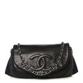 Lambskin Half Moon Wallet On Chain WOC Black