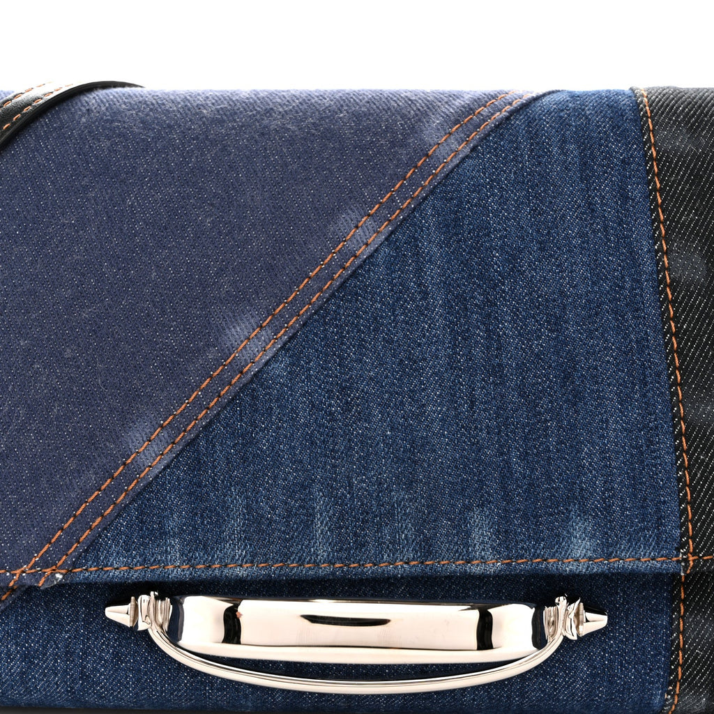 Denim Calfskin The Story Shoulder Bag Blue