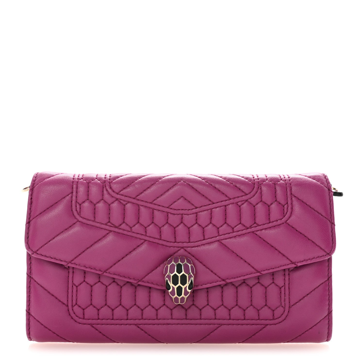 Calfskin Quilted Serpenti Forever Clutch Plum